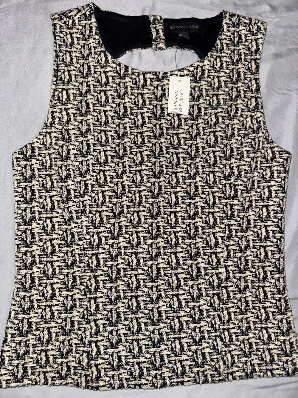 Banana Republic Black & White Tweed Sleeveless Shell